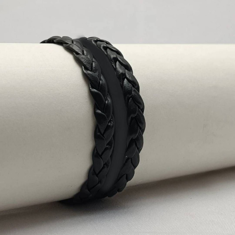 دستبند مردانه مدل پوست ماری دوبافت