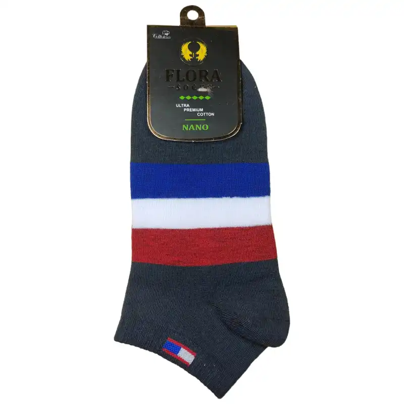 جوراب ساق کوتاه فلورا طرح پرچم فرانسه مدل Nano cotton