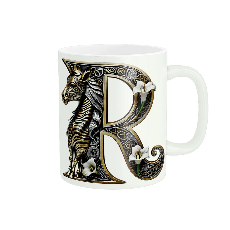 ماگ پادآفرین مدل اسم حرف R مجسمه اسب کد 056