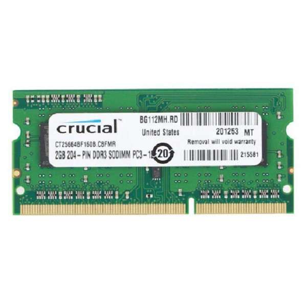 رم لپ تاپ DDR3 تک کاناله 1600 مگاهرتز کروشیال مدل PC3-12800 ظرفیت 2 گیگابایت