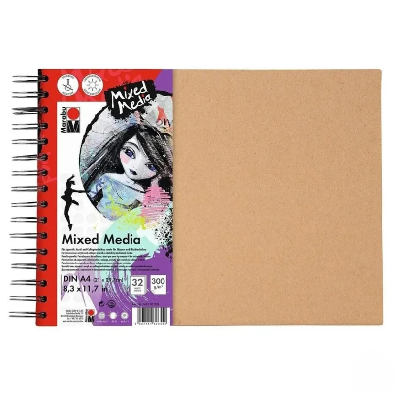 دفتر طراحی 32 برگ مارابو مدل Mixed Media کد MM-A5-300