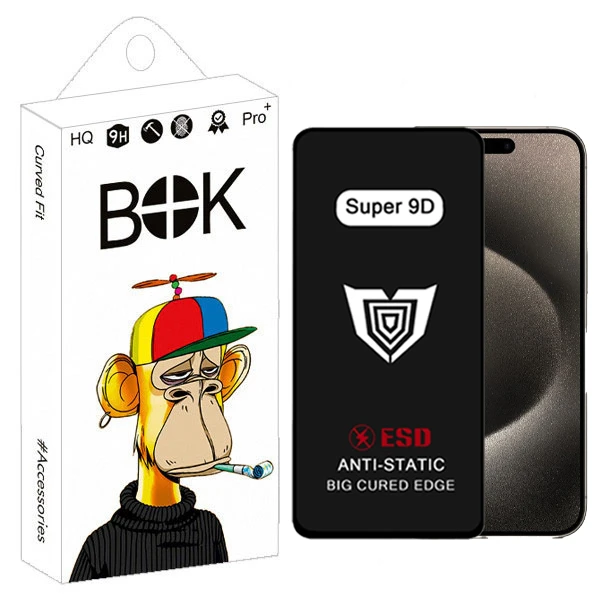 محافظ صفحه نمایش بوک مدل Super 9D Pro مناسب برای گوشی موبایل اپل IPhone 15 Pro Max