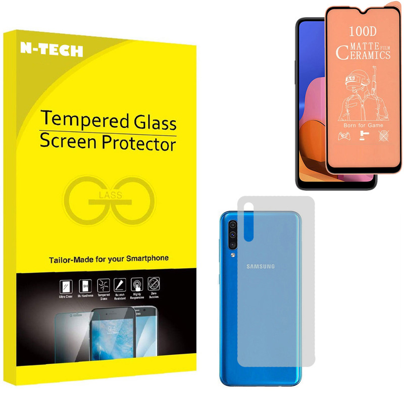  محافظ صفحه نمایش سرامیکی مات انتک مدل CRBKM-01 مناسب برای گوشی موبایل سامسونگ Galaxy A20 به همراه محافظ پشت گوشی 