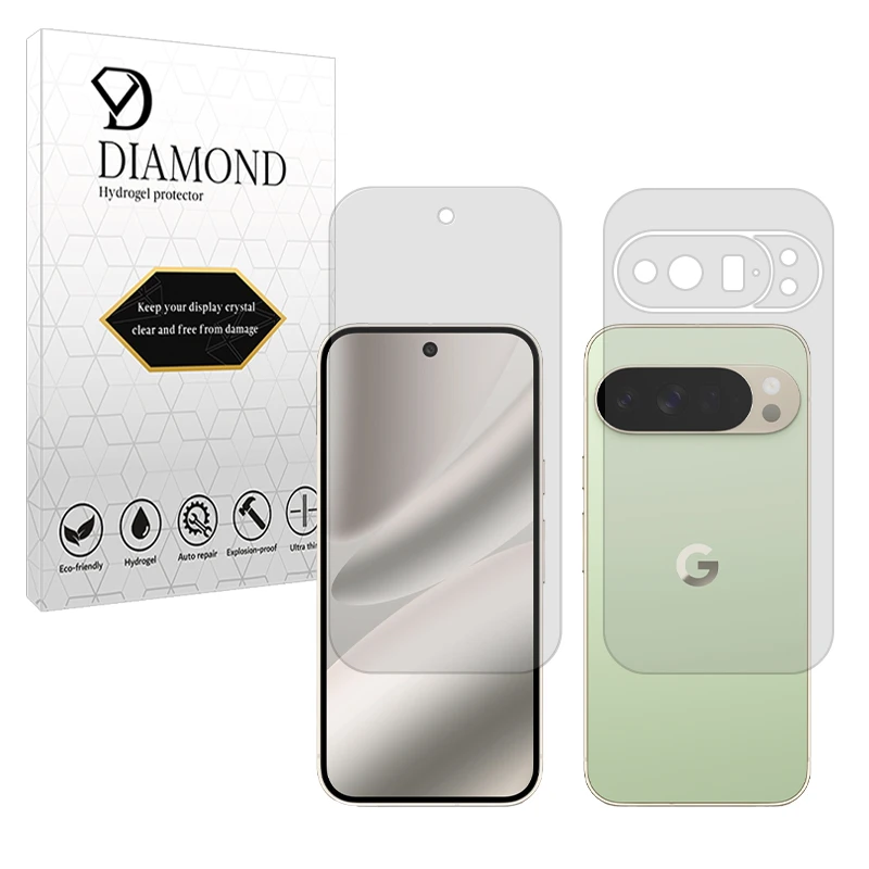  محافظ صفحه نمایش شفاف دیاموند مدل Tough مناسب برای گوشی موبایل گوگل Pixel 10 Pro XL به همراه محافظ پشت گوشی 