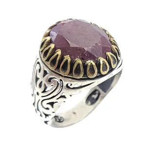 انگشتر نقره مردانه مدل یاقوت سرخ هندی کد 4826974