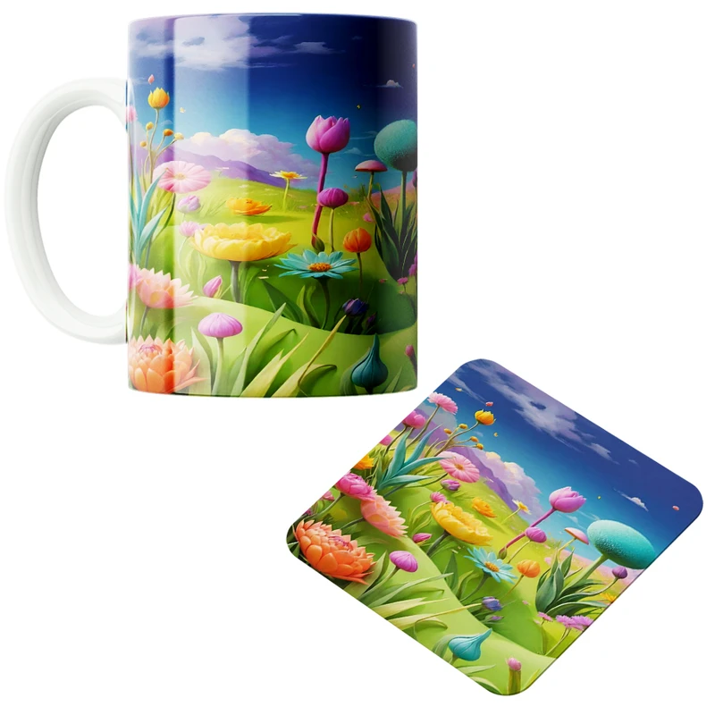 ماگ مدل منظره سرسبز کد 157 به همراه زیرلیوانی