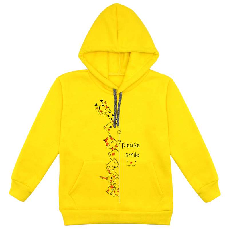هودی پسرانه مدل حیوانات F57 رنگ زرد