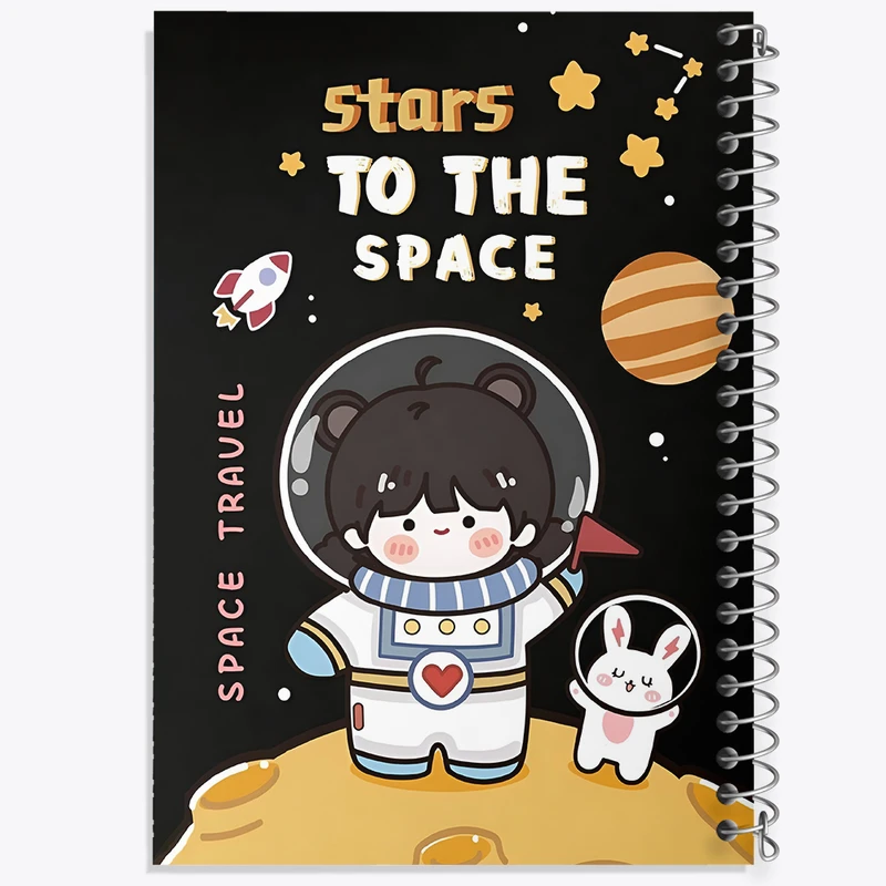 دفتر ژورنال نویسی 50 برگ خندالو مدل نقطه ای طرح دختر فضانورد کد N3914