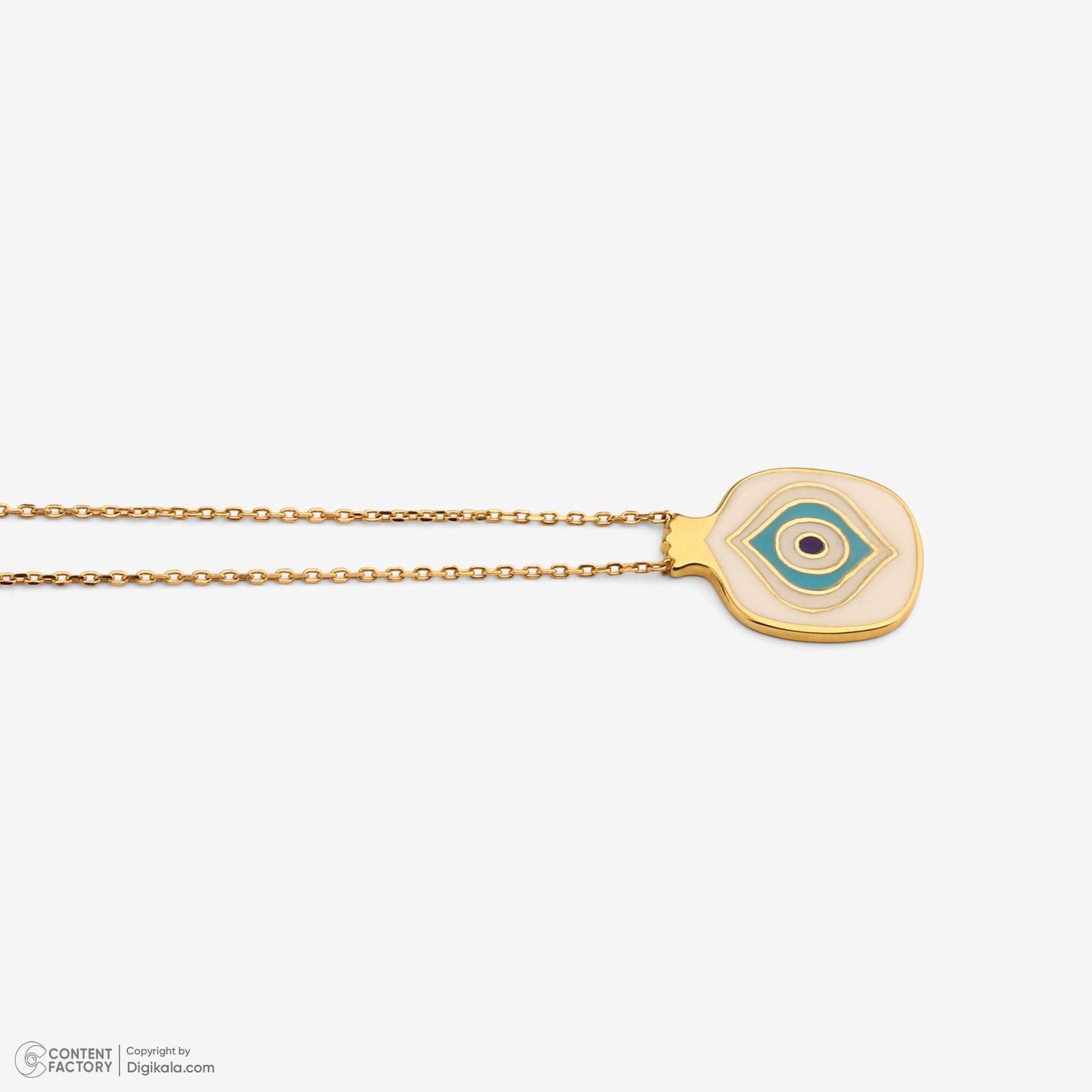 گردنبند طلا 18 عیار زنانه با زنجیر حلقه‌ای (فلامینگو) وی گالری مدل انار و چشم مینا کد NA7308 -  - 9