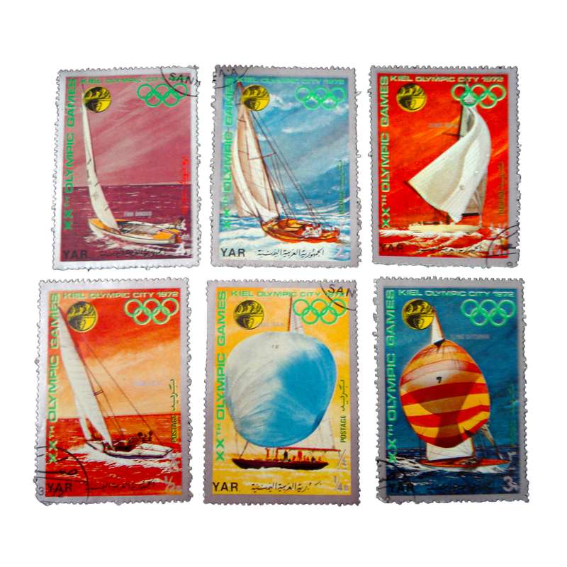 تمبر یادگاری مدل قایق کد bc-1825 مجموعه 6 عددی