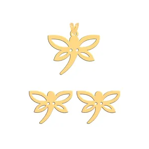 نیم ست طلا 18 عیار زنانه فرشته مدل سنجاقک  WHSLZ-000521