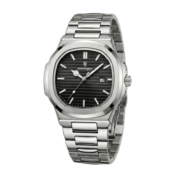 ساعت مچی عقربه‌ای کوارتز مردانه پوداگار مدل ناتیلوس اسپرت تک موتوره بند استیل دیت جاست قفل مخفی کد P4