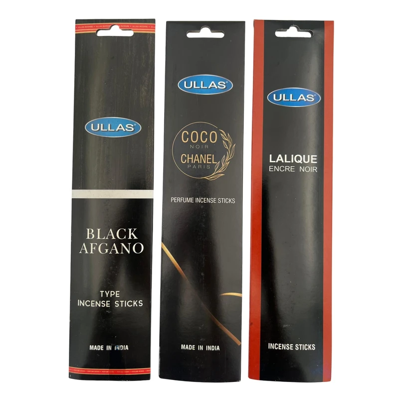 عود الاس مدل شاخه ای رایحه لالیک و شنل و بلک افغان مجموعه ۳ عددی