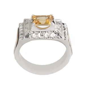 انگشتر نقره مردانه بازرگانی میلادی مدل سنگ سیتری کد AM_2576