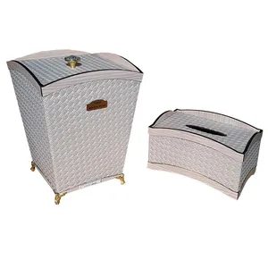 ست سطل و جای دستمال کاغذی پذیرایی هایلو مدل سیلور کد 9262