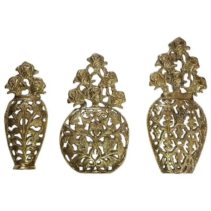 دیوارکوب برنجی مدل گلدان گل رز کد H-2066