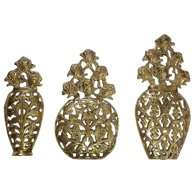دیوارکوب برنجی مدل گلدان گل رز کد H-2066