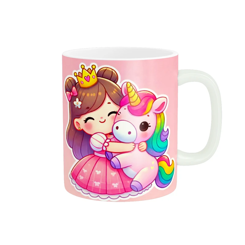 ماگ پاد آفرین مدل فانتزی طرح کارتونی دختر تک شاخ یونیکورن کیوت کد p11894