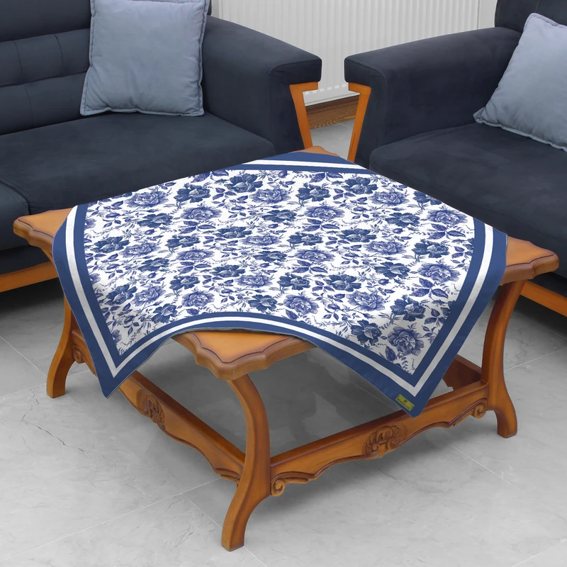 رومیزی ریحانلوکس مدل رز آبی RH134 سایز 97x97 سانتی‌متر