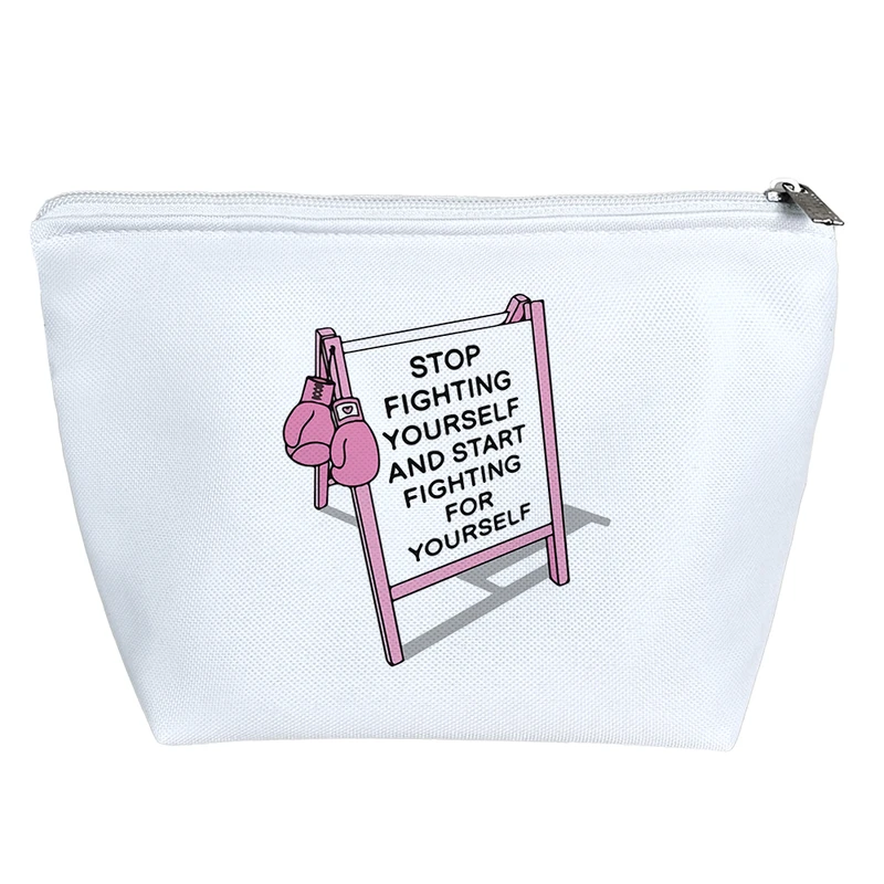 کیف لوازم آرایش دخترانه خندالو مدل با خودت مبارزه نکن برای خودت مبارزه کن کد 9591