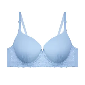 سوتین زنانه مدل اسفنجی دکلته فنردار کاپ C طرح گیپور کد 68082