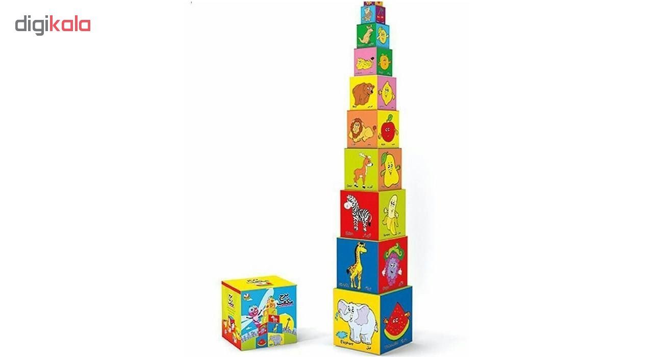 برج مکعب مدل حیوانات و میوه ها مجموعه 10 عددی