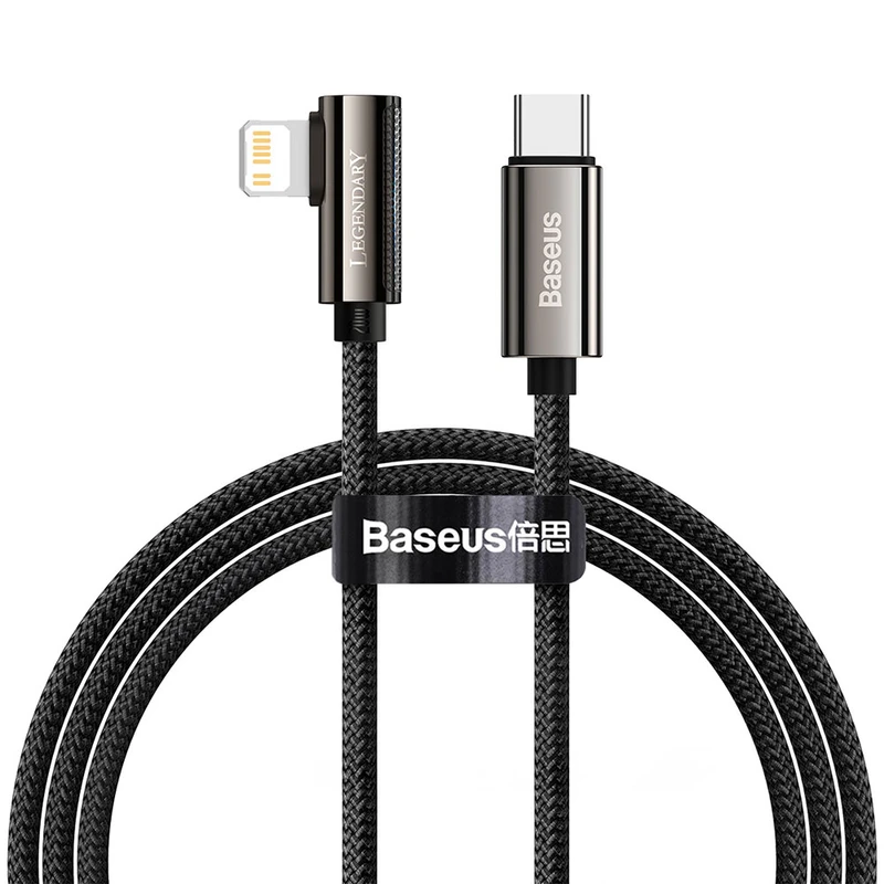 کابل تبدیل USB-C به لایتنینگ باسئوس مدل Legend Series Elbow Fast Charging 20W طول 2 متر
