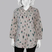 مانتو زنانه مدل لینن طرح کاکتوس