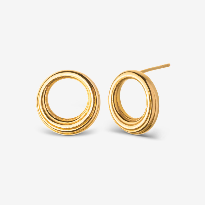گوشواره میخی طلا 18 عیار زنانه گلدم مدل حلقه ایی E245002