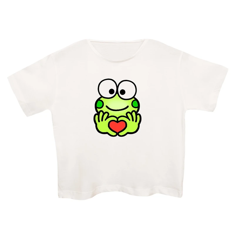 کراپ‌تی شرت آستین کوتاه زنانه مدل غورباقه کد 1