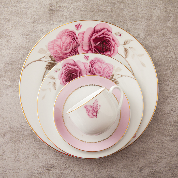 سرويس غذاخوری 28 پارچه چینی زرین ایران مدل ايتاليا اف رزفلاور کد 0128 درجه یک