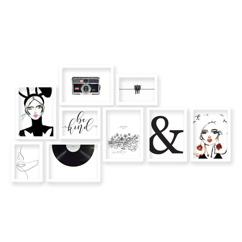 تابلو هیلما گالری کد HAP1776 WHITE مجموعه 9 عددی
