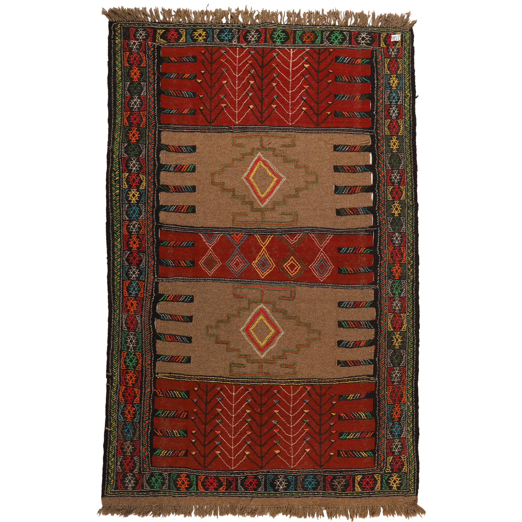 گلیم دستبافت دومتری طرح سفره کردی کد 140468