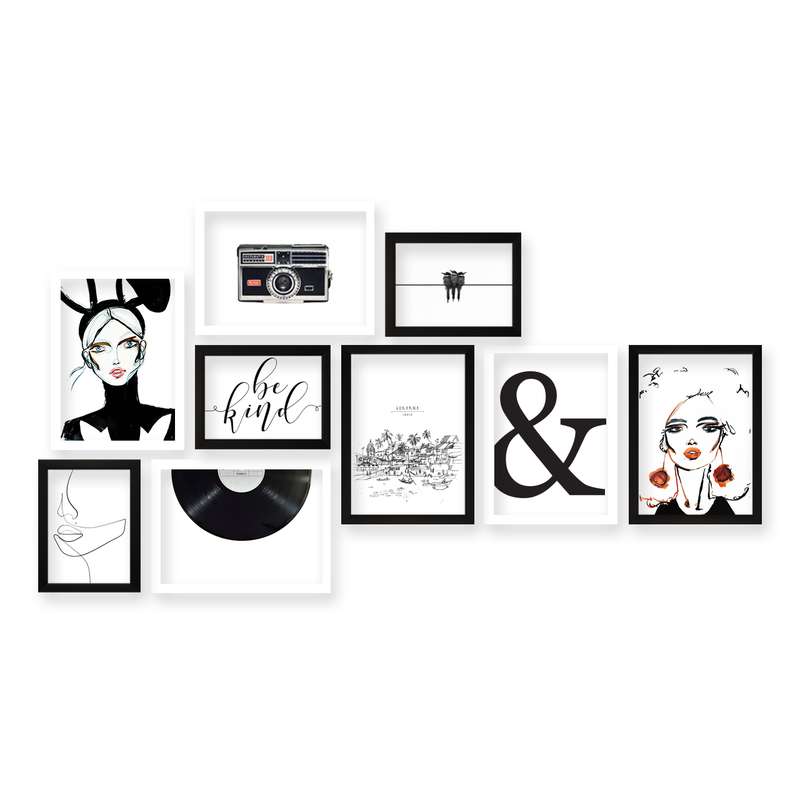تابلو هیلما گالری کد HAP1776 BLACK&WHITE مجموعه 9 عددی تابلو هیلما گالری کد HAP1776 BLACK&WHITE مجموعه 9 عددی