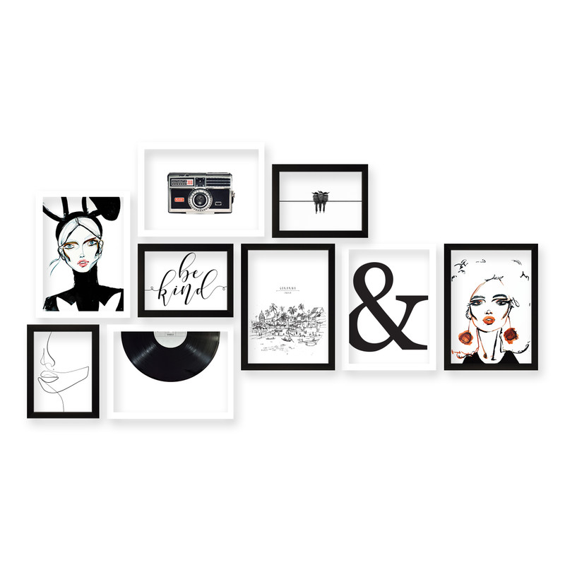 تابلو هیلما گالری کد HAP1776 BLACK&WHITE مجموعه 9 عددی تابلو هیلما گالری کد HAP1776 BLACK&WHITE مجموعه 9 عددی