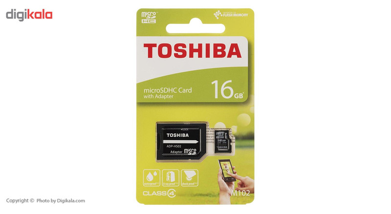 کارت حافظه microSDHC توشیبا مدل M102 کلاس 4 همراه با آداپتور SD ظرفیت 16 گیگابایت