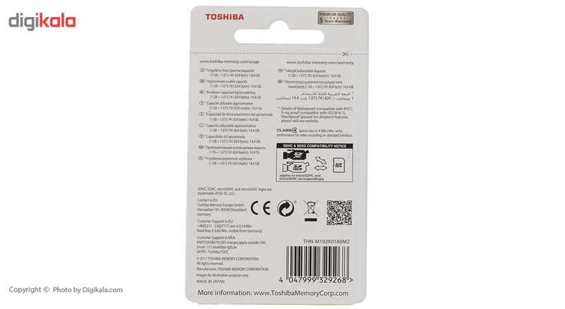 کارت حافظه microSDHC توشیبا مدل M102 کلاس 4 همراه با آداپتور SD ظرفیت 16 گیگابایت