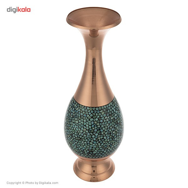 صراحی فیروزه کوب اثر آقاجانی ارتفاع 25 سانتی متر