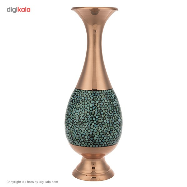 صراحی فیروزه کوب اثر آقاجانی ارتفاع 25 سانتی متر