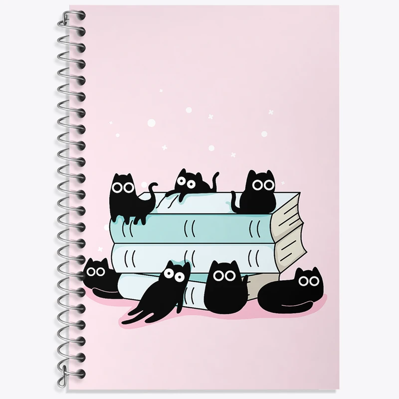 دفتر زبان 50 برگ خندالو مدل سه خط طرح گربه های بامزه کد N4118