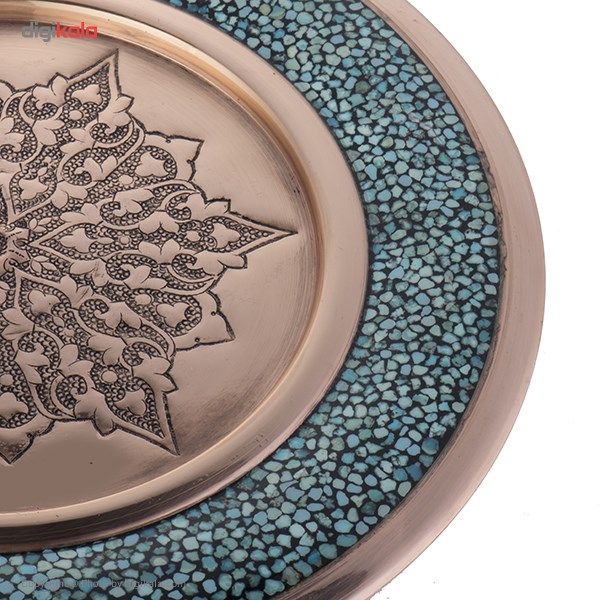 کاسه و بشقاب فیروزه کوب اثر آقاجانی قطر 20 سانتی متر