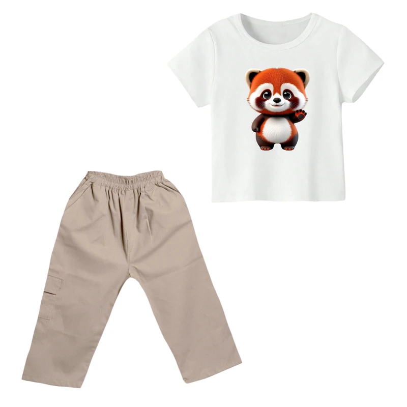 ست تی شرت و شلوارک پسرانه مدل روباه کد ۶