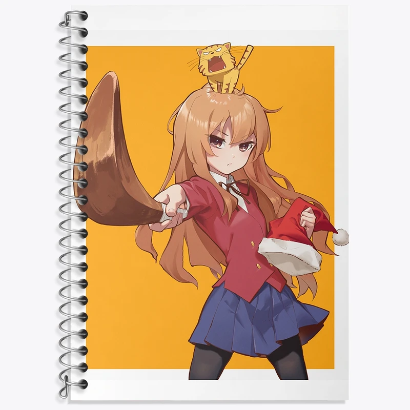 دفتر زبان 50 برگ خندالو مدل سه خط طرح تایگا انیمه تورادورا کد 32485