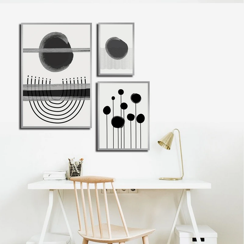 تابلو بکلیت طرح مدرن نقاشی مینیمال مدل شاین اکلیلی SI-3161 مجموعه 3 عددی