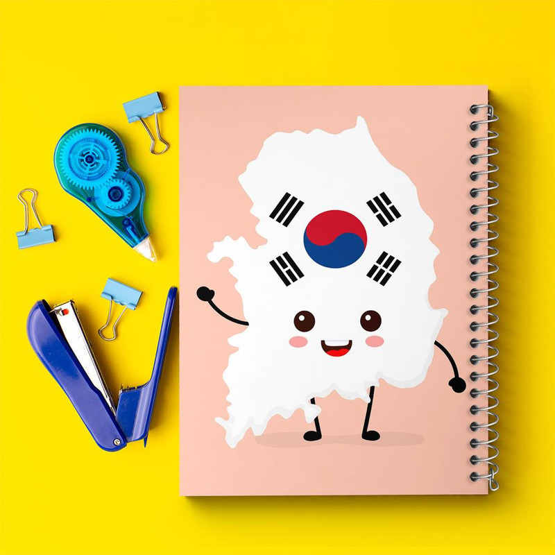 دفتر مشق 100 برگ خندالو طرح پرچم کره جنوبی کد 20555
