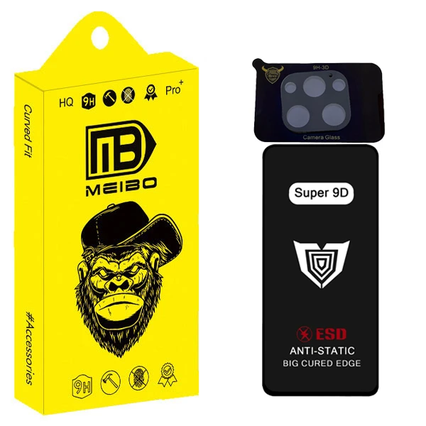 محافظ صفحه نمایش میبو مدل Super 9D Pro مناسب برای گوشی موبایل اپل iphone 12 pro max به همراه محافظ لنز دوربین
