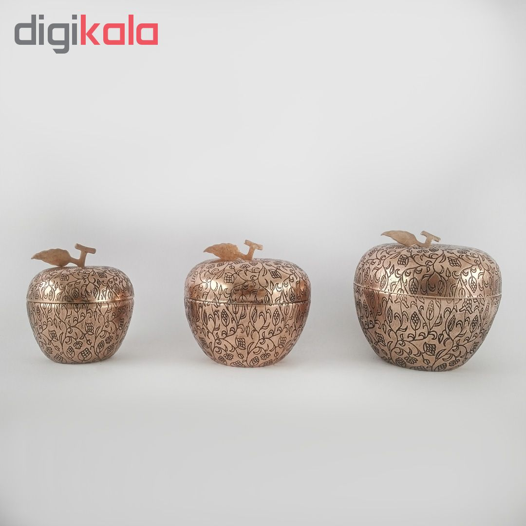 قندان مسی طرح سیب کد 4002 مجموعه 3 عددی
