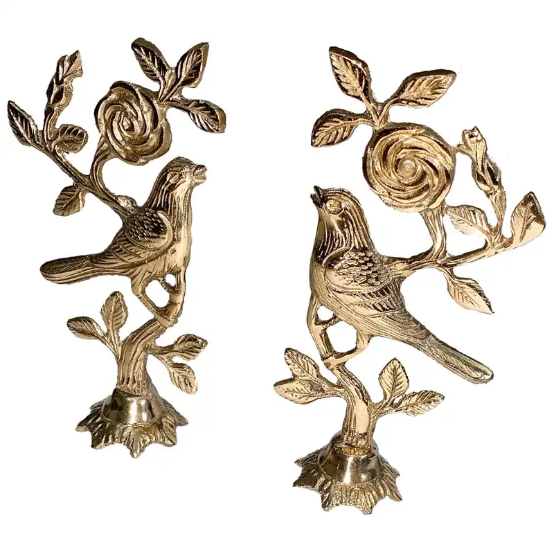 دکوری برنجی مدل گل و بلبل بسته 2 عددی