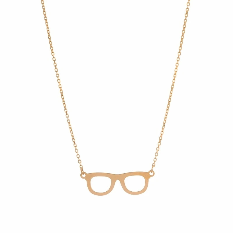گردنبند طلا 18 عیار زنانه رضا گلد مدل عینک