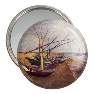 آینه جیبی خندالو مدل نقاشی قایق ماهیگیری اثر ونسان ونگوگ کد 25443